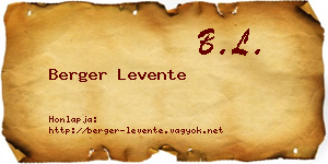 Berger Levente névjegykártya